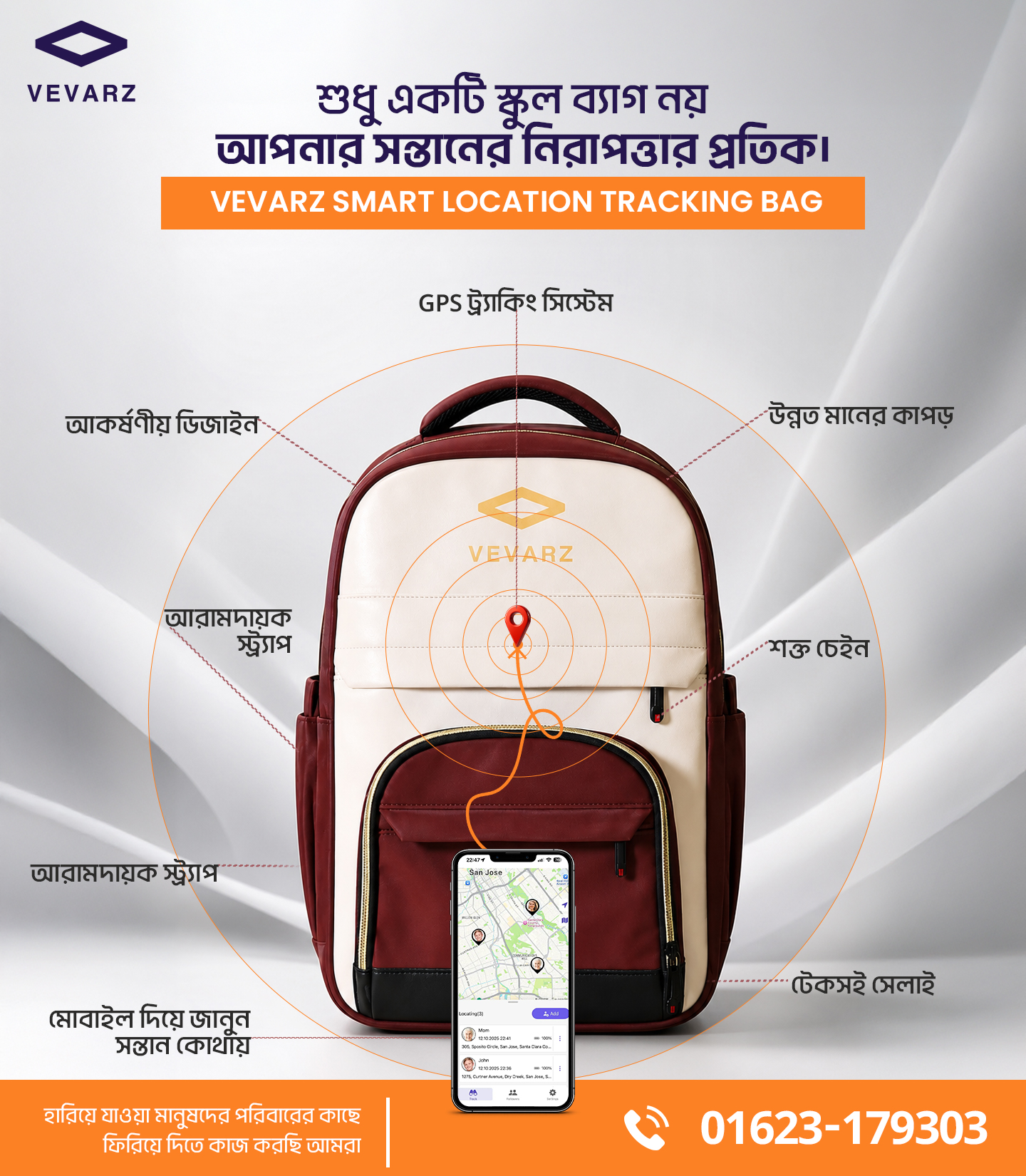 Vevarz Smart Location Tracking Bag.